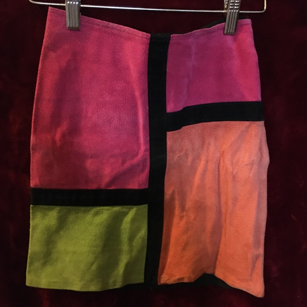 Suede multi colored skirt